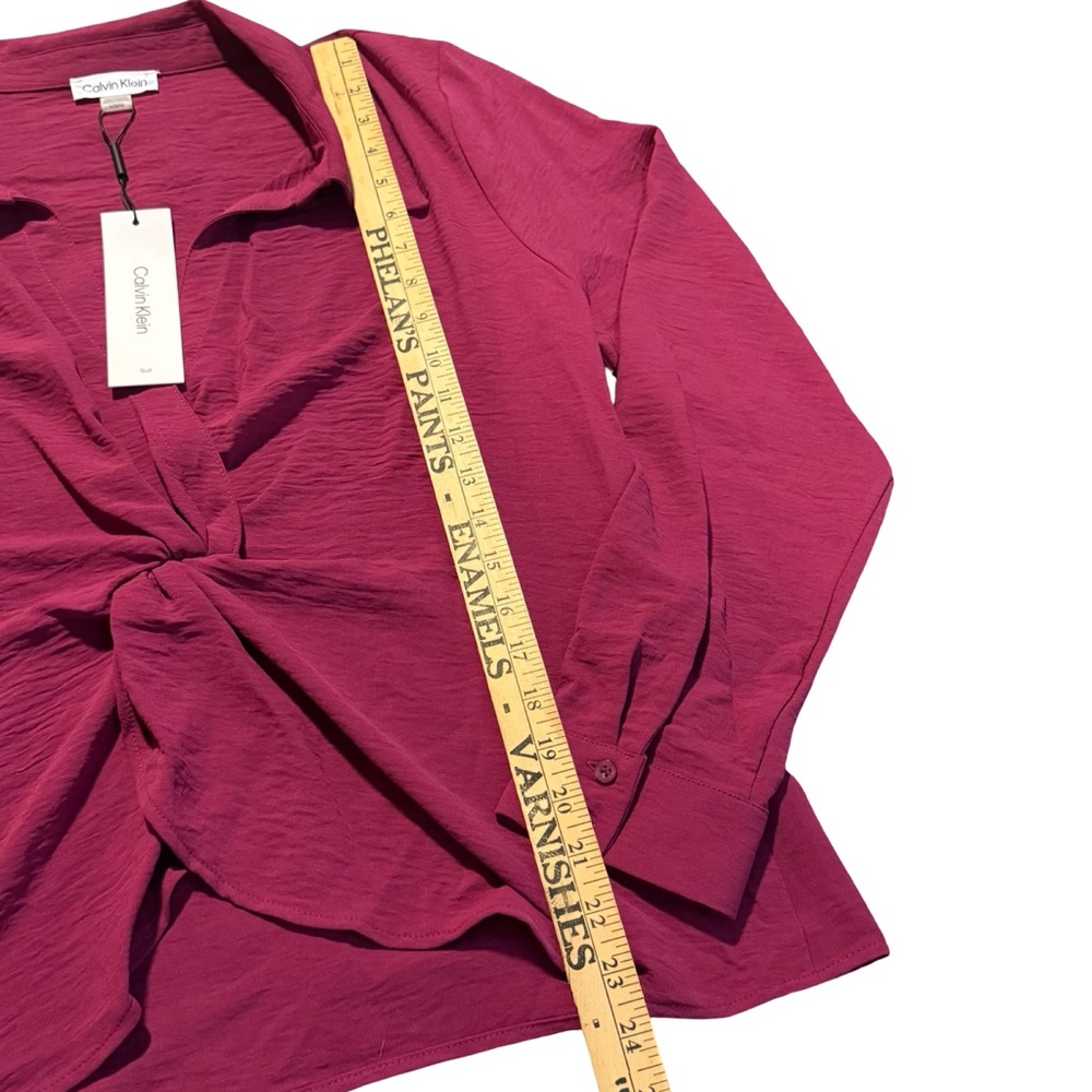 Calvin Klein Twist Front Blouse Long Sleeve Pink Size L NWT Office - Picture 6 of 8